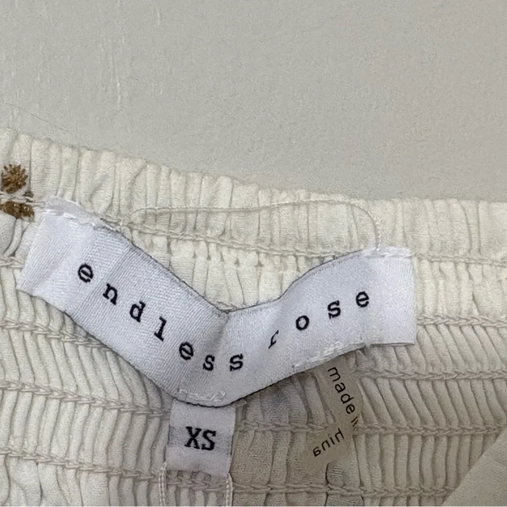 Endless Rose Puff Sleeve Milkmaid Mini Dress XS White Floral Embroidered NWT - Picture 5 of 11